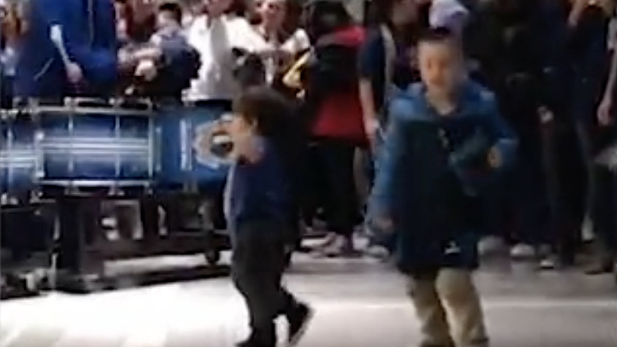Jace Lee, a hearing-impaired 4-year-old boy, dances to the Dallas Mavericks' drumline as he hears live music for the first time.