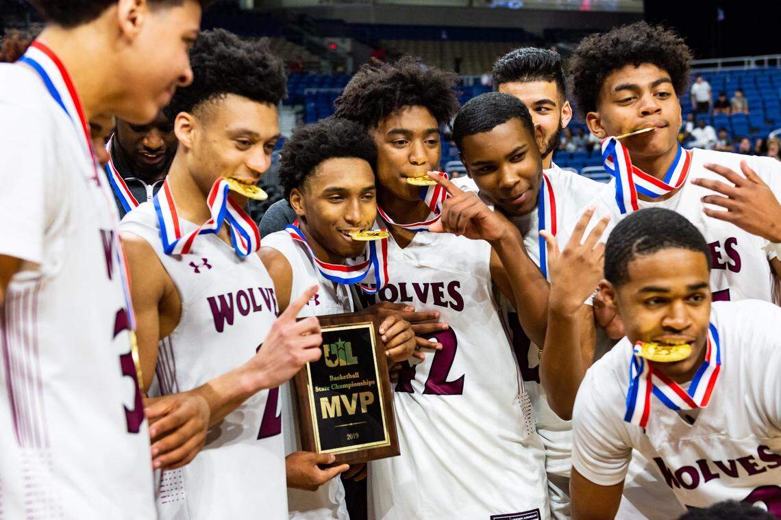 Mansfield Timberview celebrates a second state title in three years, Saturday March 9, 2019.