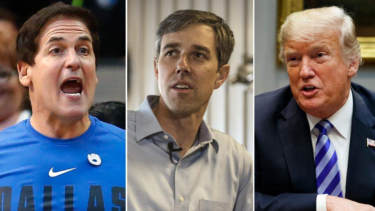 Dallas Mavericks owner Mark Cuban, Beto O’Rourke and President Donald Trump are pictured together in this composite photo.