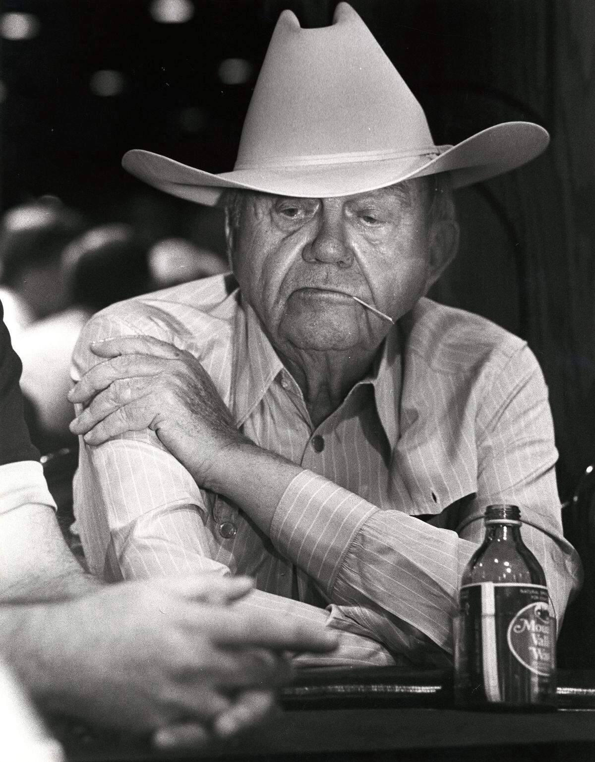 An undated photo of Benny Binion at a poker table in Las Vegas.