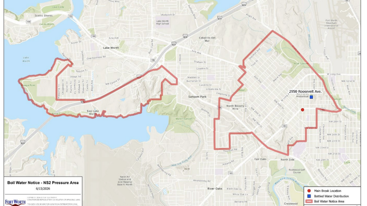 Map of affected areas for boil water notice.
