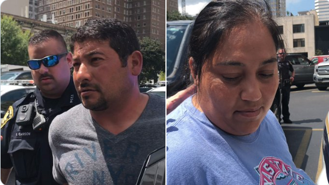 Ramiro Gaitan and Janie Coronado were arrested for trapping more than 200 pigeons in crates near downtown Houston.