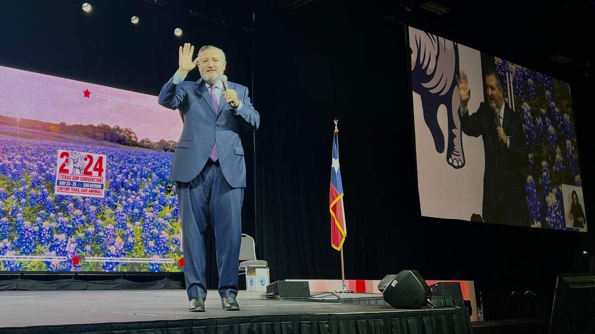 U.S. Sen. Ted Cruz speaks to delegates at the Texas GOP convention in San Antonio on Saturday May 25, 2024.