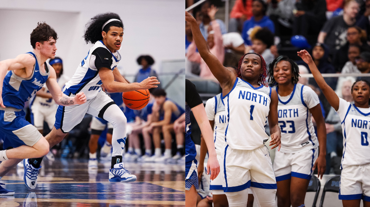 North Crowley boys basketball guard Isaak Hayes (left) and North Crowley girls basketball guard Jamari Milton (right) have helped power their Panthers teams to No. 2 Class 6A state rankings.