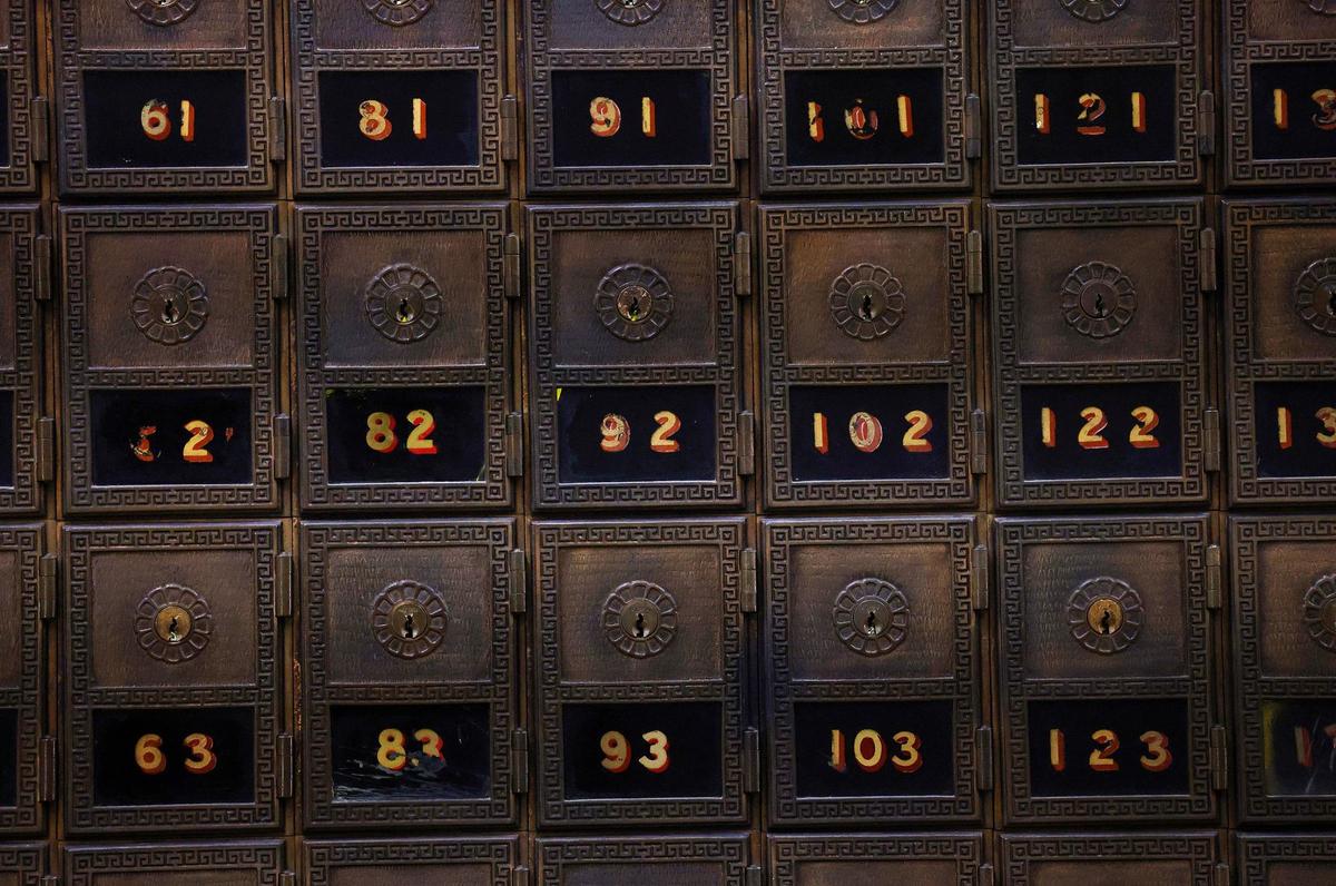 Over 2,000 P.O. boxes line the lobby of the Fort Worth downtown library as seen on Friday, Aug. 16, 2024.
