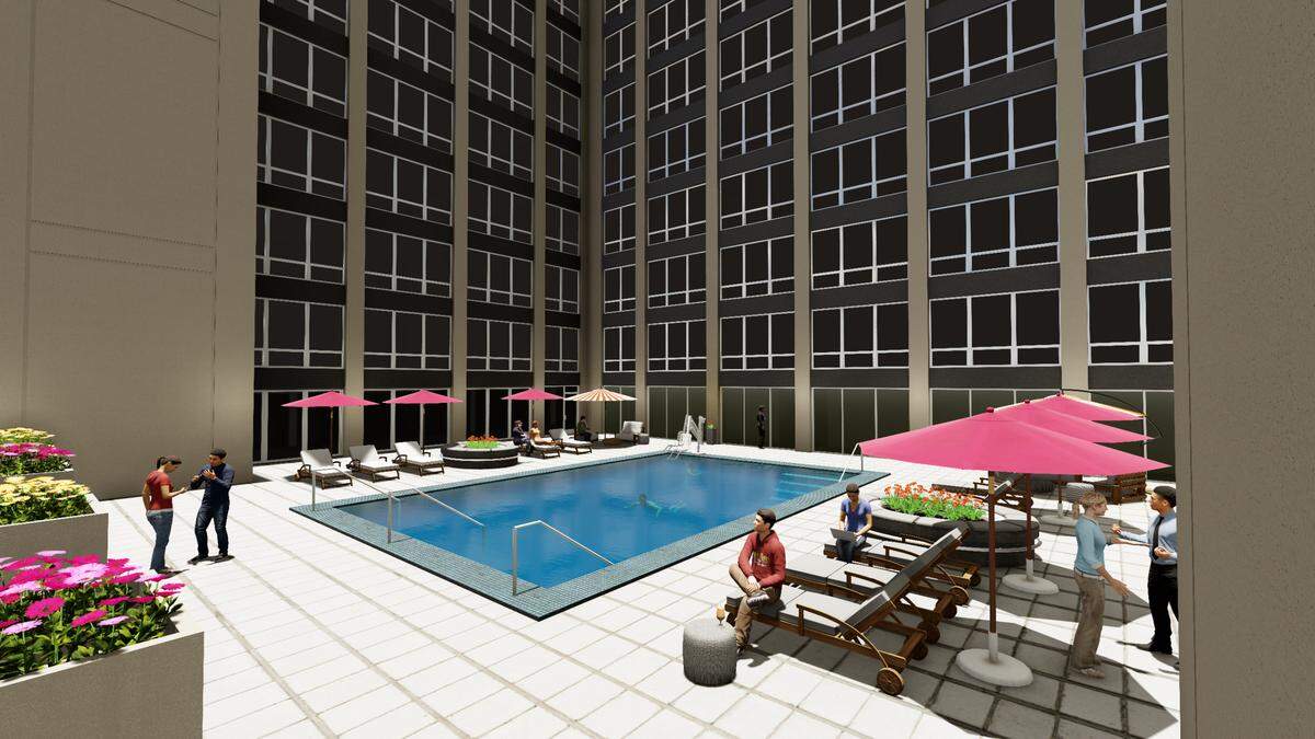 Le Méridien will feature a rooftop pool, as seen in this rendering.