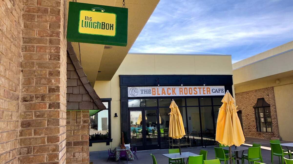 The Lunch Box and Black Rooster are side-by-side in the courtyard at 6333 Camp Bowie Blvd.