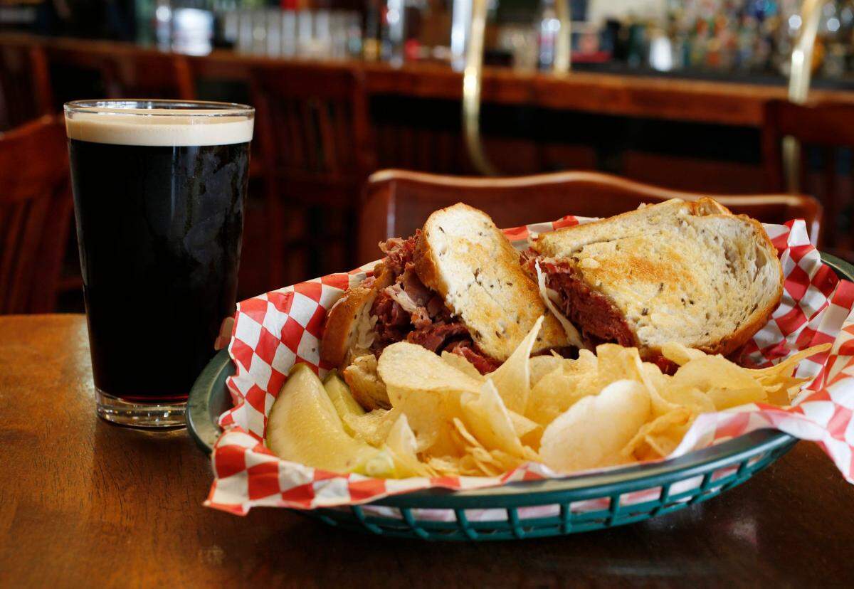 Corned beef sandwich at Finn MacCool’s Pub. They will serve Corned Beef and Cabbage on St. Patricks Day for $8.
