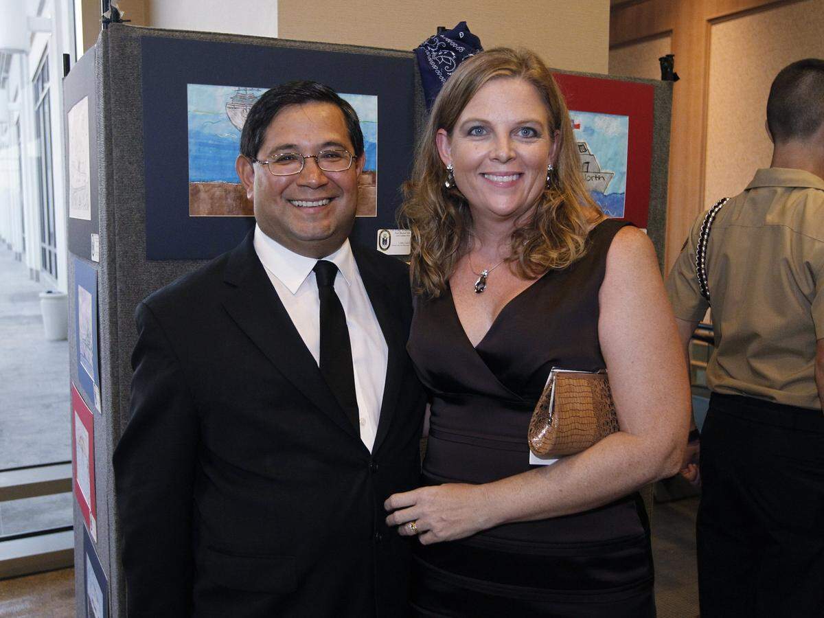 Sal and Elizabeth Espino at the black tie gala celebrating the USS Fort Worth in Galveston, Texas on Friday September 21, 2012. (Star-Telegram/Ron T. Ennis)