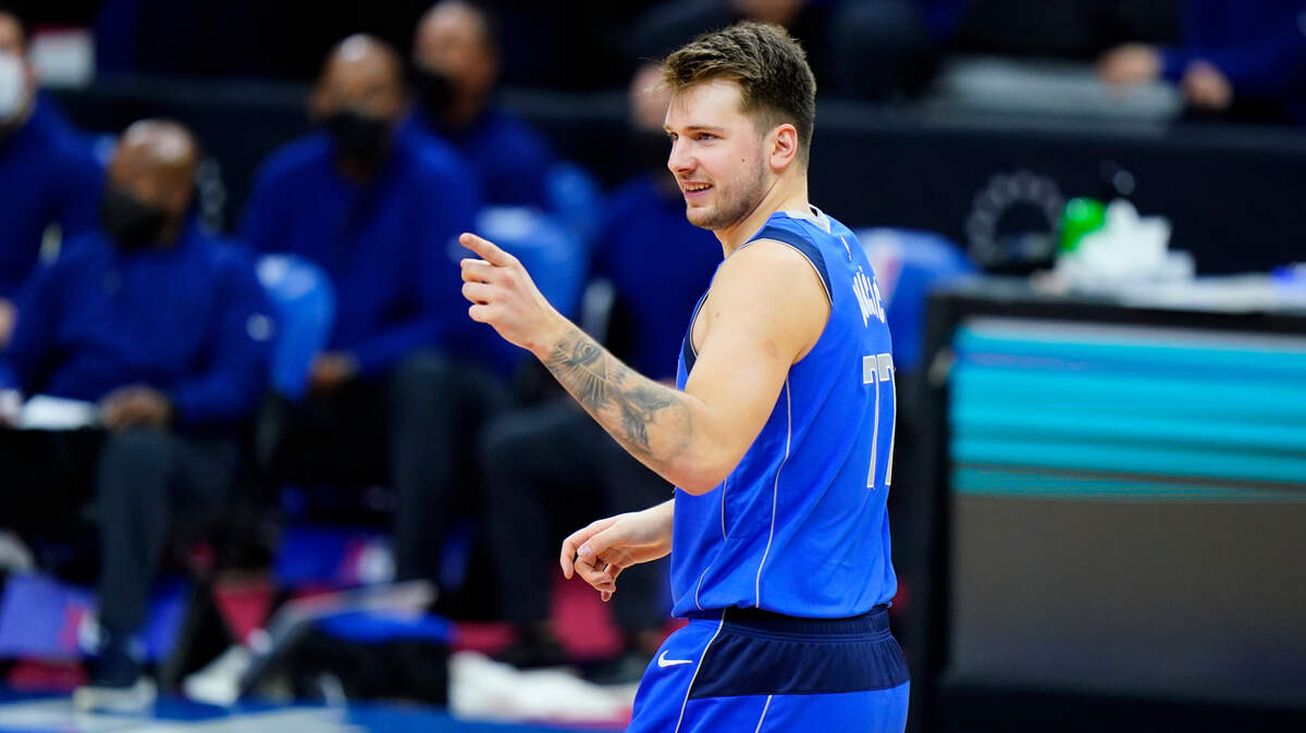 Dallas Mavericks’ Luka Doncic plays during an NBA basketball game against the Philadelphia 76ers, Thursday, Feb. 25, 2021, in Philadelphia. (AP Photo/Matt Slocum)