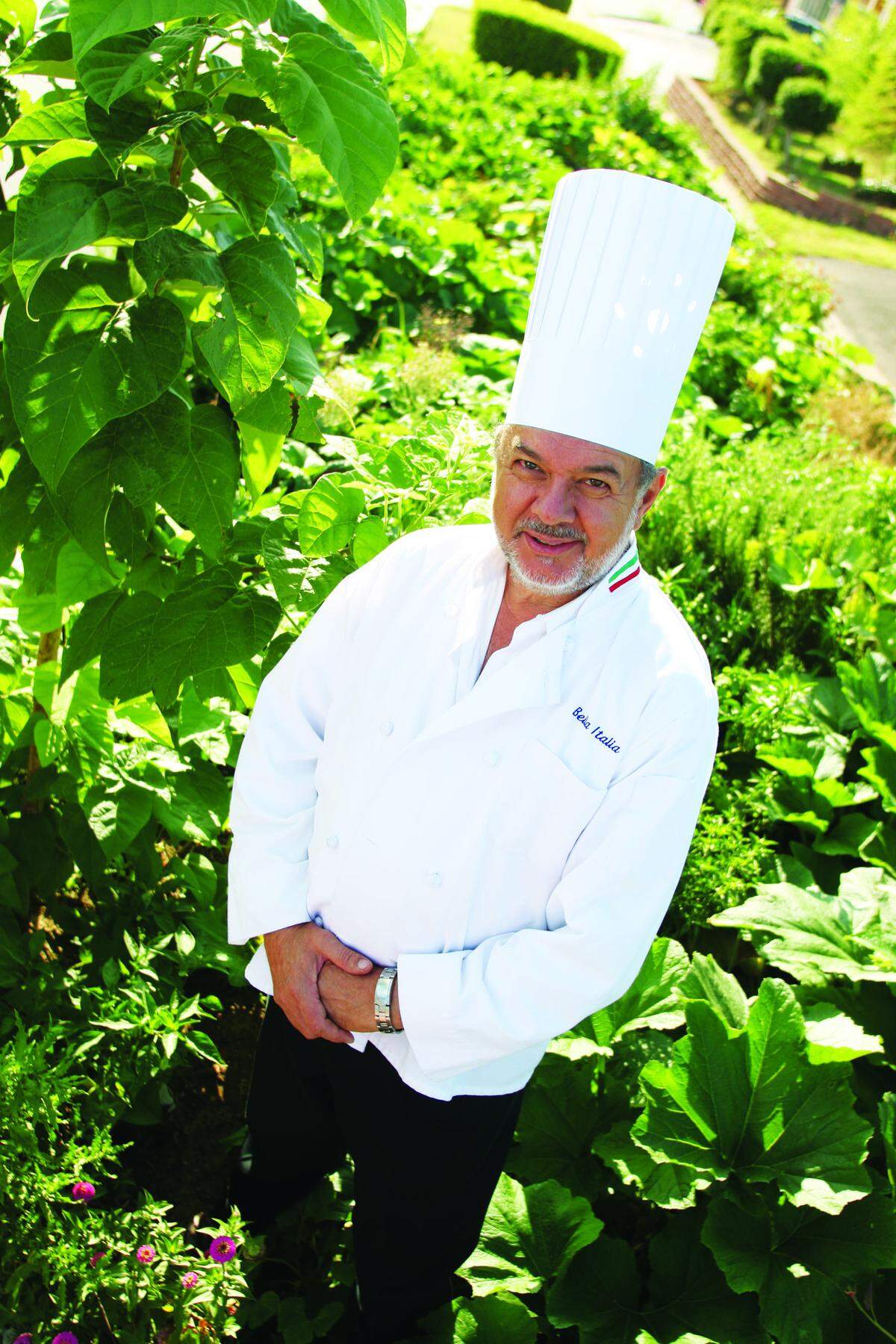 Chef Carlo Croci , owner of Bella Italia, in the garden next to the restaurant on July 8, 2008 in Fort Worth, Texas.