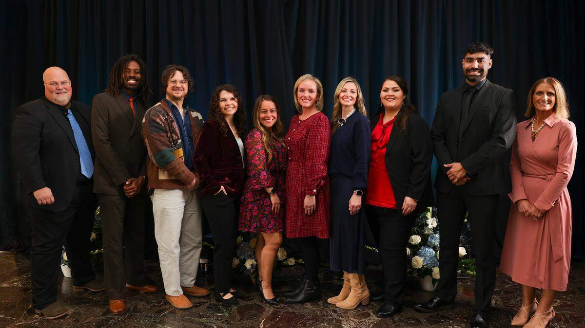 The Fort Worth Independent School District chairs of teaching excellence for the 2025-26 school year are pictured with Superintendent Karen Molinar during a luncheon on Jan. 9, 2026. From left to right: Matthew Rose of Arlington Heights High, Kenneth Amos of Polytechnic High, Jerrett Lyday of I.M. Terrell Academy, Christa Martien Chanthavongsy of McLean Middle, Monique Gillaspy of Ridglea Hills Elementary, Briana Welch of Seminary Hills Park Elementary, Marie Vinson of Seminary Hills Park Elementary, Erica Del Rio of Glen Park Elementary, Joe Gonzales III of Rufino Mendoza Elementary and Superintendent Karen Molinar. Another honoree, KaCee Dobbins of Diamond Hill-Jarvis High, is not pictured.