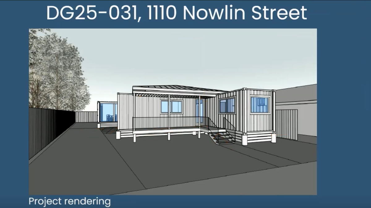A screenshot of a home made of shipping containers.