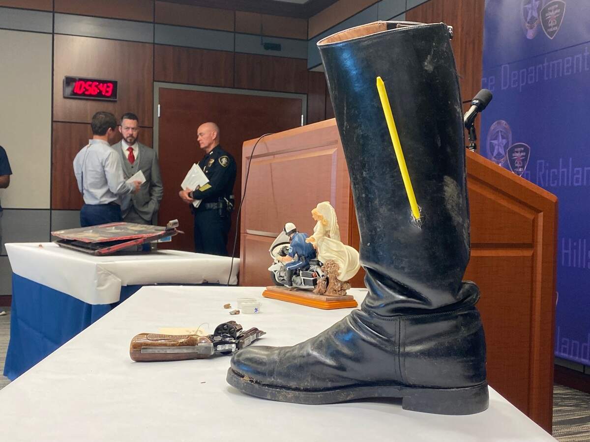 Officer Jeff Garner’s boot from when he was shot during a traffic stop in 2003.