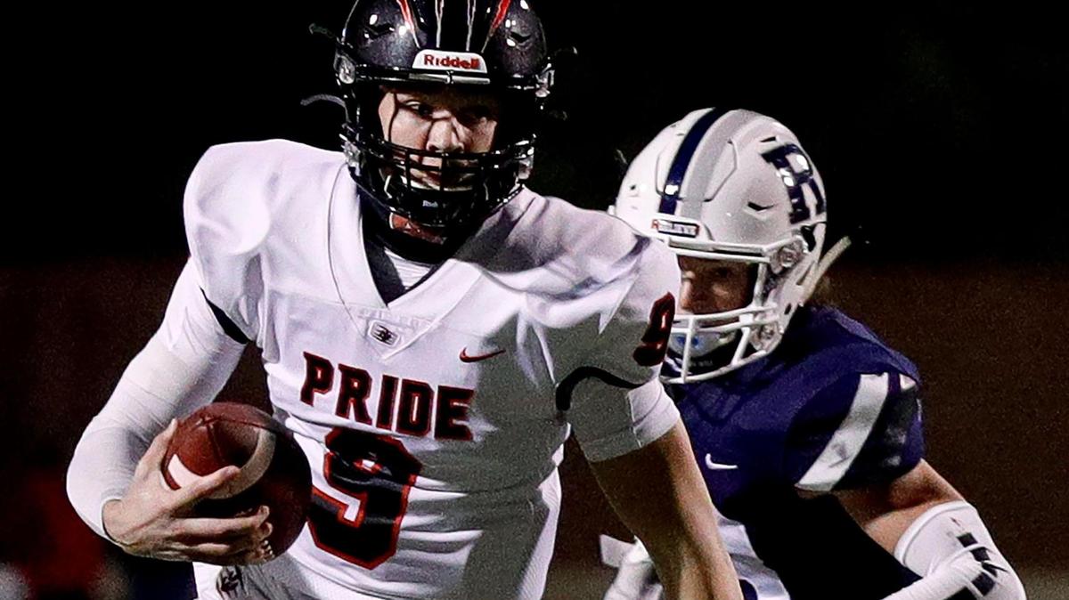 Colleyville Heritage quarterback AJ Smith-Shawver (9) and the Panthers beat Brewer to open the playoffs on Thursday. (Steve Nurenberg Special to the Star-Telegram)
