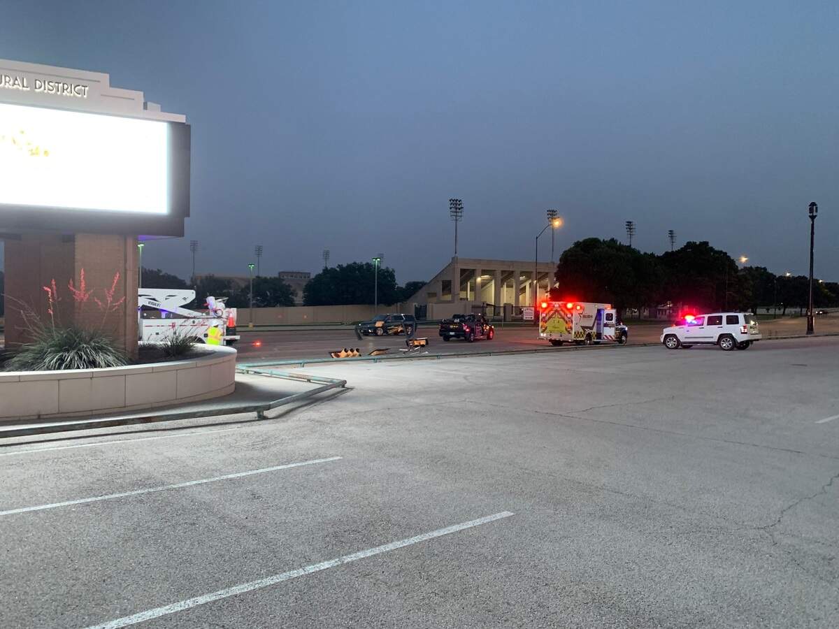 A stoplight was knocked down in a possible DWI crash at the intersection of University Drive and West Lancaster Avenue on Monday night, May 6, 2024.