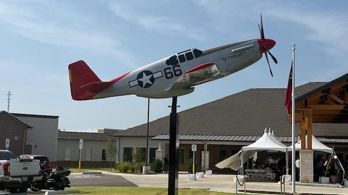 A monument for a P-51 Mustang replica was dedicated Friday at the Tuskegee Airmen Texas State Veterans Home. The plane was flown by Tuskegee Airmen during World War II.