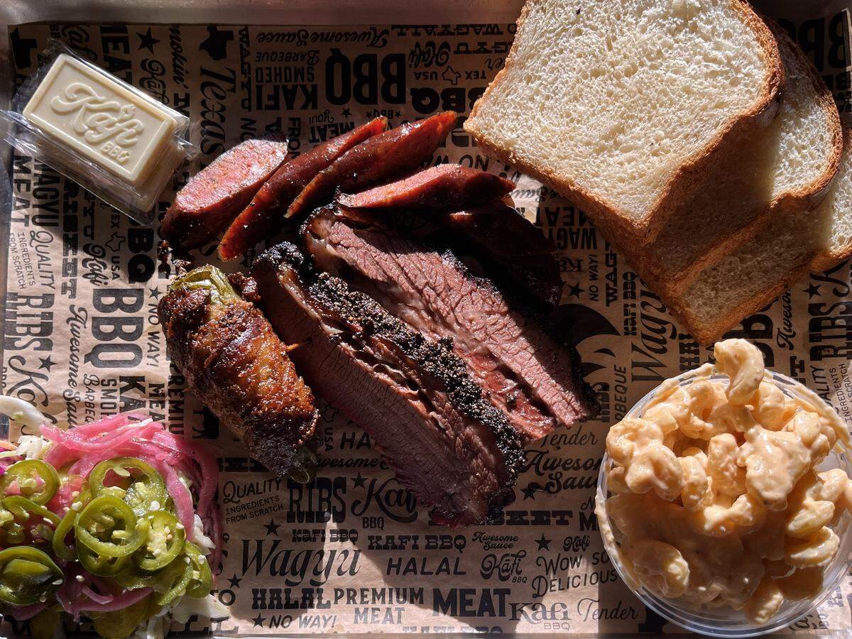 $60 worth of barbecue from Kafi BBQ in Irving. Kafi has only been open for a year and was already recognized by Eater as a top 15 new restaurant in the country.