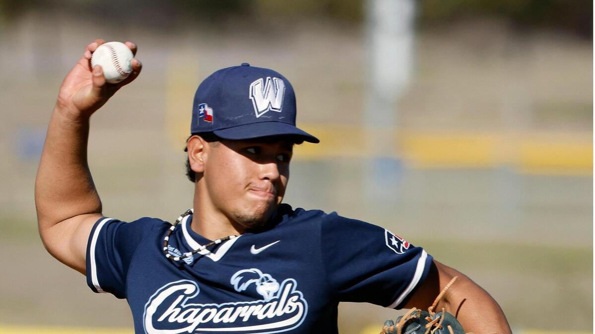 Wyatt pitcher Miguel Garcia (14) is a nominee for the Fort Worth-area Baseball Player of the Week.