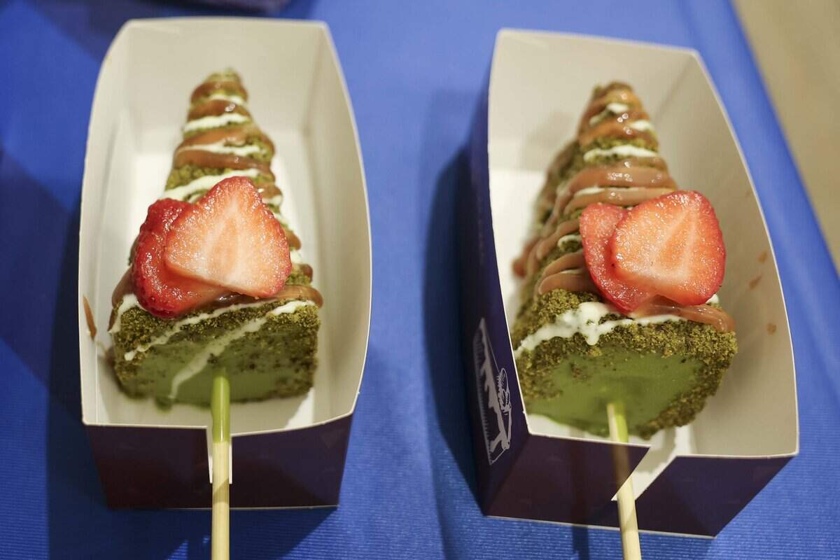 Berry Me in Matcha is voted most creative during the Big Tex Choice Awards on Tuesday, Aug. 18, 2026 in Dallas. The dessert is a New York-style cheesecake hand-dipped in Belgian white chocolate, rolled in crushed matcha cookies drizzled with white chocolate and strawberry jam.