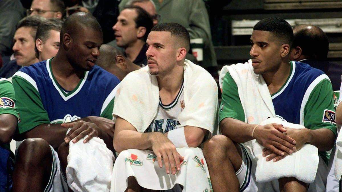 Dallas Mavericks players Jamal Mashburn, left, Jason Kidd, center, were Top 10 draft picks. 