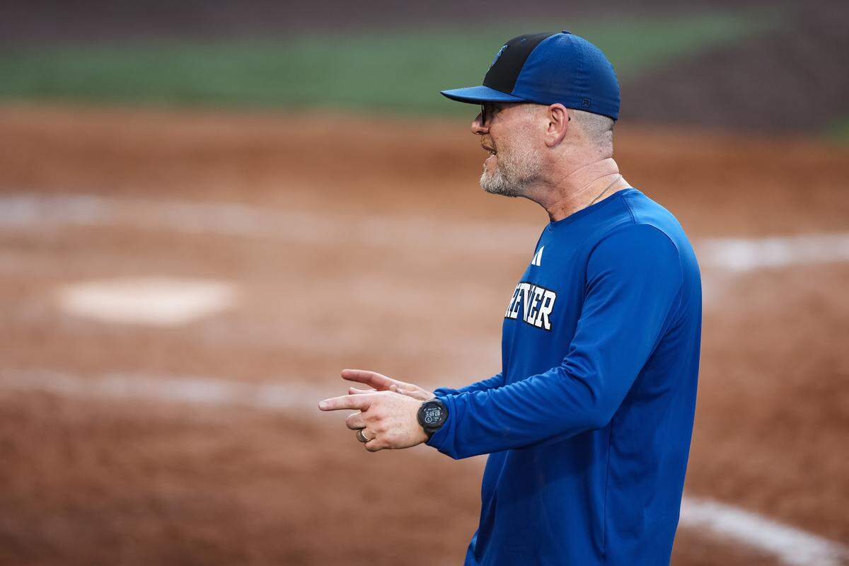 White Settlement Brewer head coach Josh Richards points and talks to his team in the dugout in the UIL Class 5A Division II state softball championship game at Red & Charline McCombs field in Austin, Texas, on Friday, May 29, 2026.