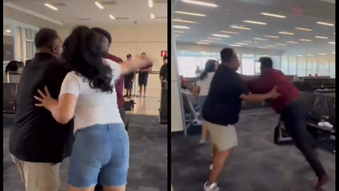 Video shows a Spirit Airlines agent hit a woman yelling racist and homophobic slurs at Dallas-Fort Worth International Airport. The agent has been suspended.