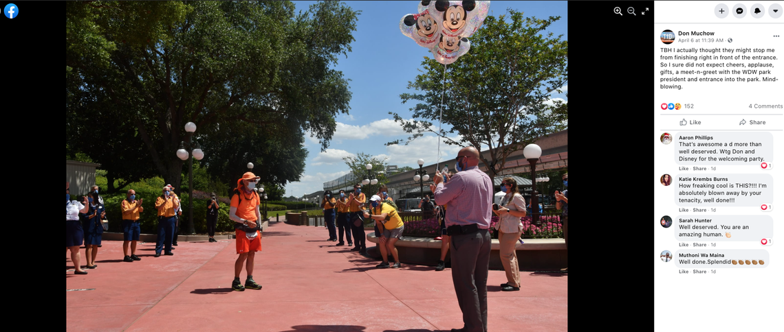 Muchow arrived at Disney World on Tuesday. 