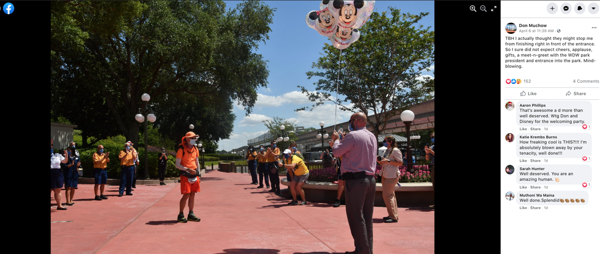Muchow arrived at Disney World on Tuesday. 