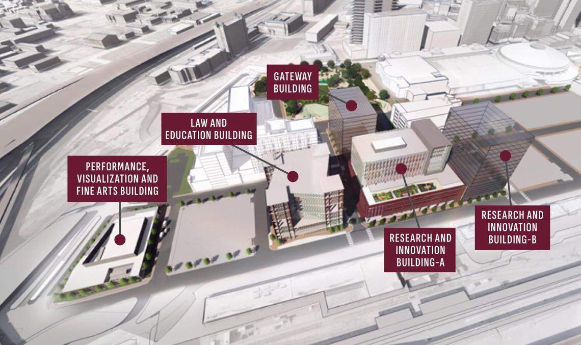Texas A&M Fort Worth’s downtown campus will include five buildings once completed, but just one will open this year.