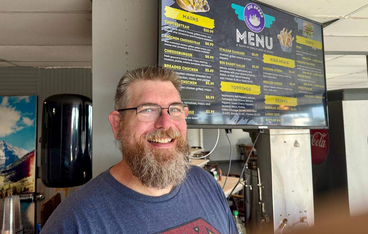 Former restaurant executive Darrell Wilkerson is “Big Daddy” at Big Daddy Cheesesteaks in North Richland Hills, Texas, May 11, 2025.
