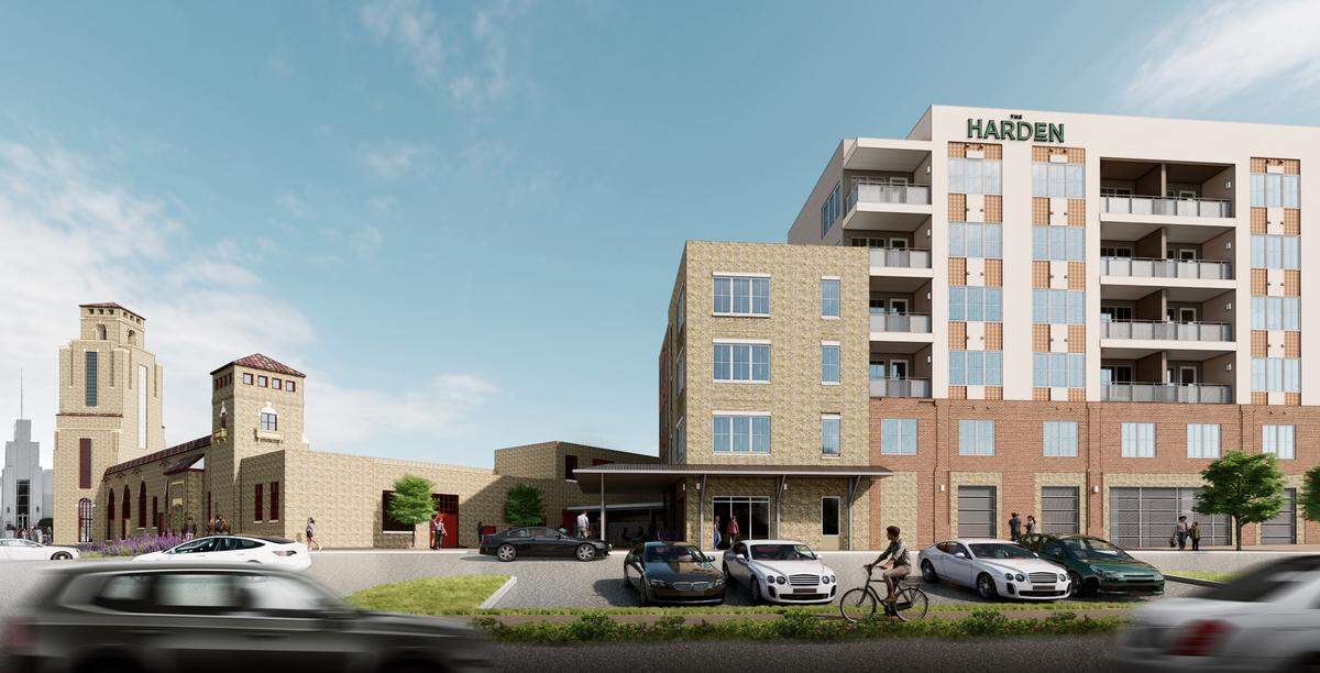 The Harden, a new senior-living building, will back into the original site of the Fort Worth Public Market.