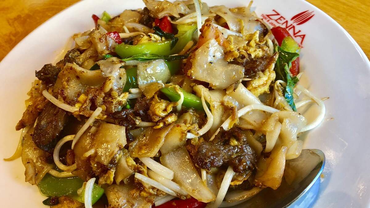 The Pad Kee Mow with beef at Zenna Thai and Japanese in Fort Worth.