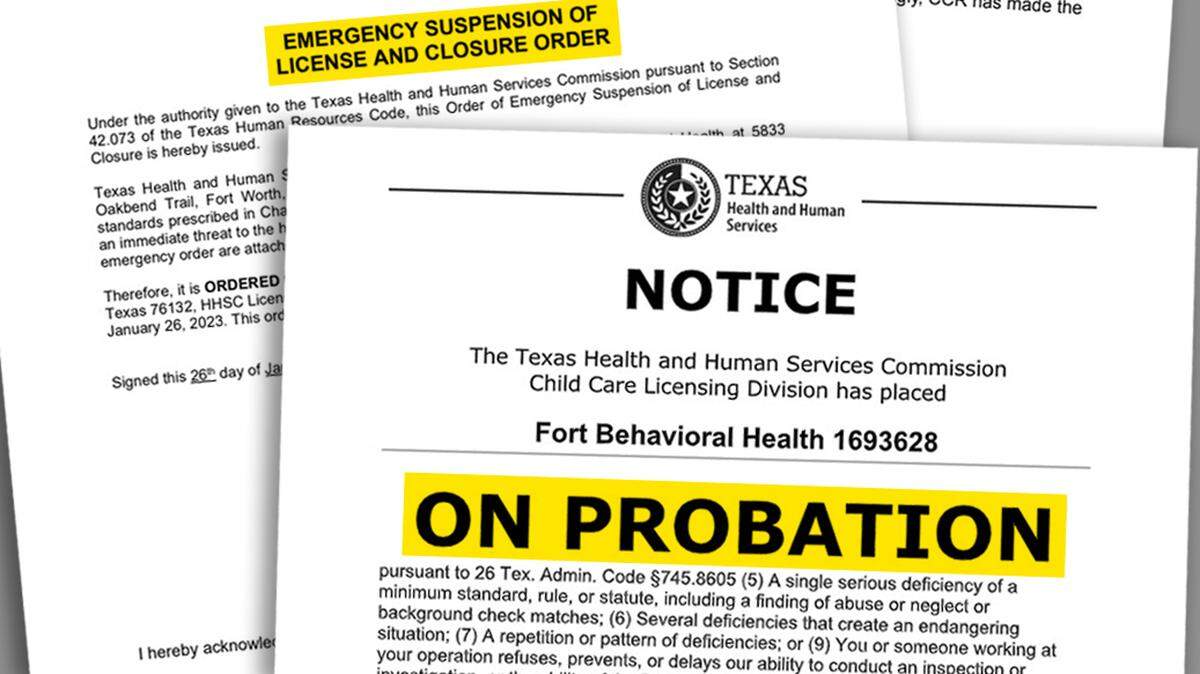 Fort Behavioral Health, a residential treatment center in Fort Worth, was temporarily shut down by the state in January.