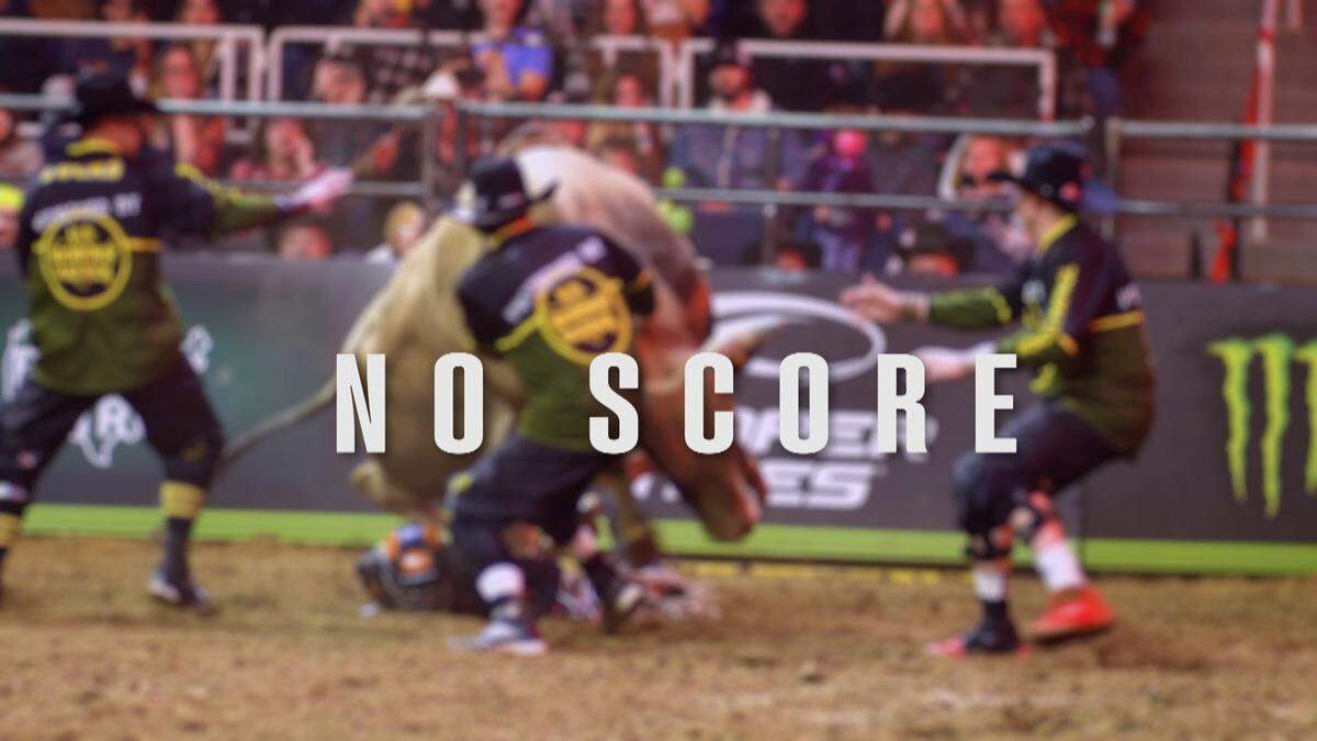 A rider on the ground after achieving a no score.