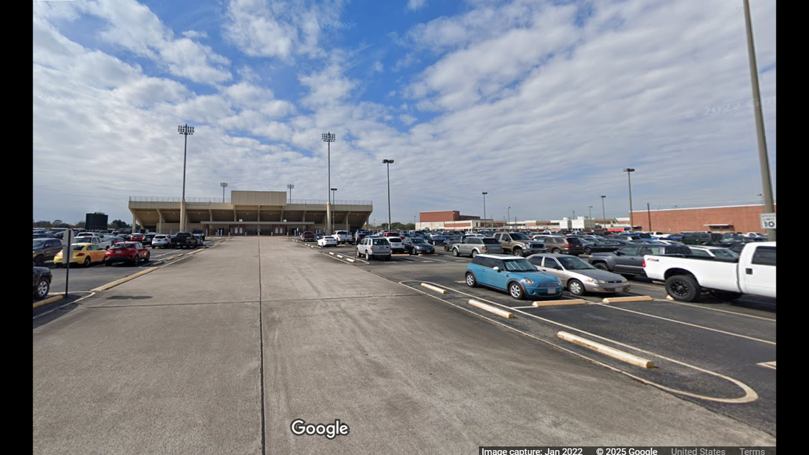 The driver was arrested at Deer Park High School, and the injured students were taken to a hospital, Texas officials say.