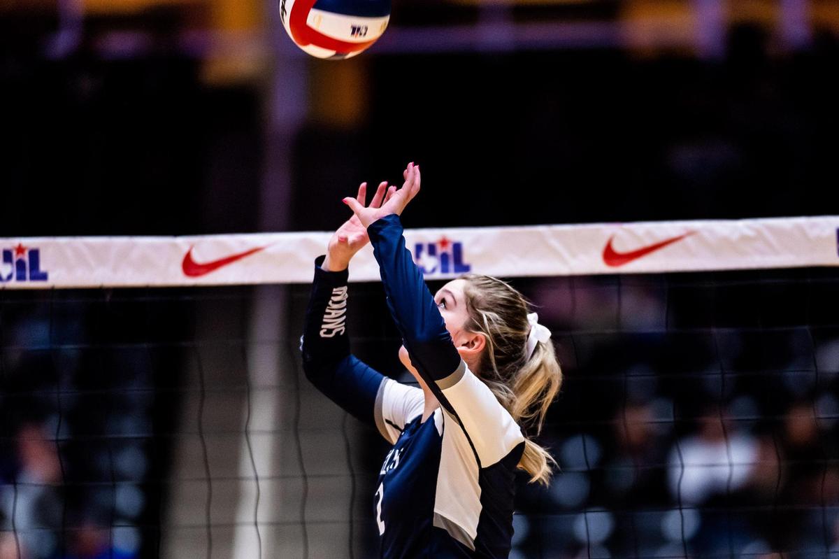 Taylor Polka sets during the 6A UIL state semifinal between Keller and Katy Tompkins at the Curtis Culwell Center in Garland on November 18th, 2022.
