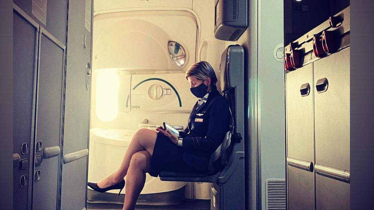 Kimberly Goesling, seen here on a flight in Nov. 2020, from Inchon, Korea, landing at DFW, filed a lawsuit against American Airlines in January 2020. She has worked for the company for 30 years, but says they retaliated against her when she reported she was sexually assaulted by a chef the airline hired.