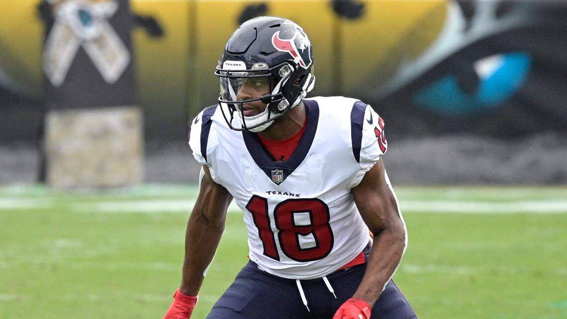 Houston Texans wide receiver Randall Cobb (18) runs a route during the second half of an NFL football game against the Jacksonville Jaguars, Sunday, Nov. 8, 2020, in Jacksonville, Fla. (AP Photo/Phelan M. Ebenhack)