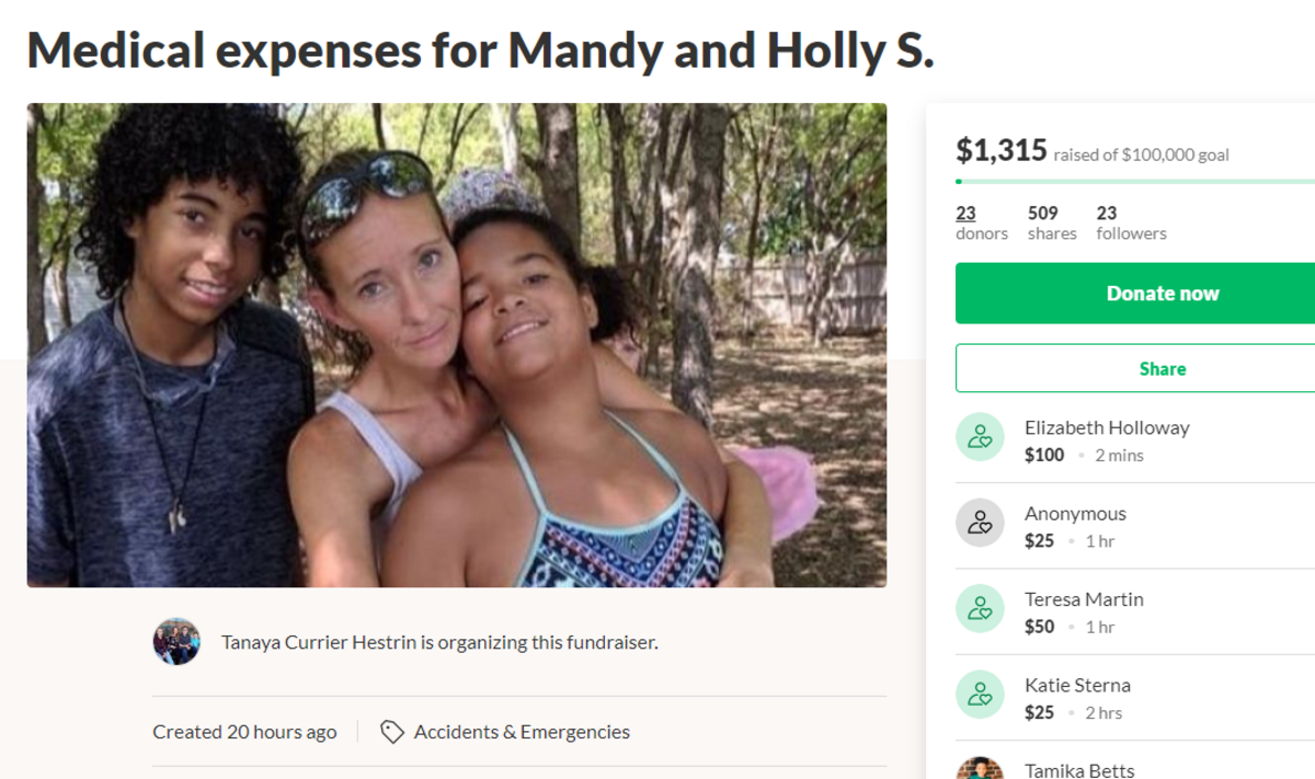 A GoFundMe page asks for funds to contribute to the recovery of two sisters, 10 and 13, who suffered serious injuries in a crash in Fort Worth Tuesday night that killed their parents and another driver. More than $3,000 of a $10,000 goal had been raised as of Thursday afternoon.