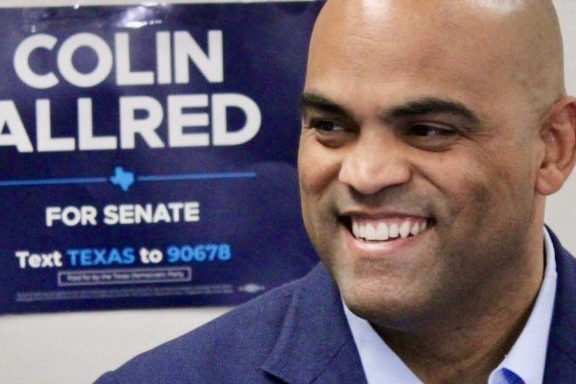 U.S. Rep. Colin Allred, D-Dallas, speaks during a stop at the El Paso County Democratic Party headquarters on Wednesday, Oct. 15, 2024. Allred’s visit to El Paso was aimed at promoting his work with veterans ahead of the U.S. Senate election on Nov. 5.