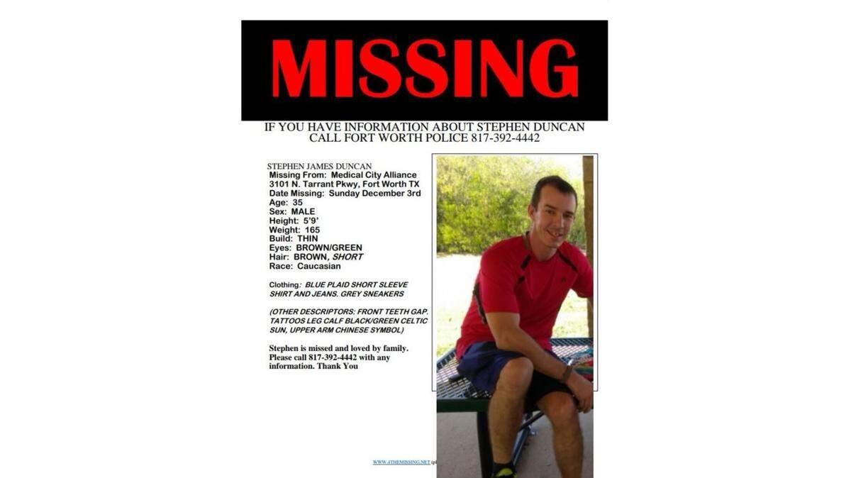 Stephen Duncan's missing person flyer