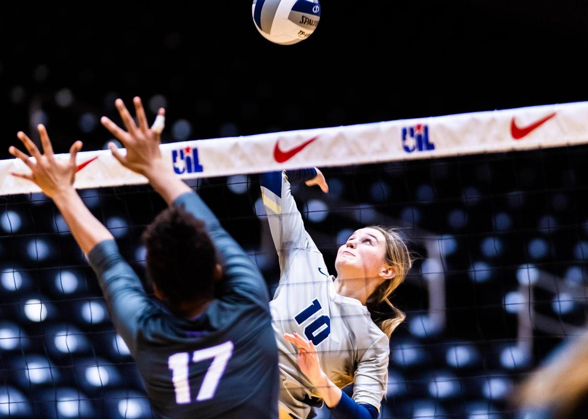 Jenna Clifford (10) hits during the 6A state semifinal game between Keller and Fort Bend Ridge Point at the Curtis Culwell Center in Garland on November 19, 2021. Photo by Matt Smith. Special to the Star-Telegram.