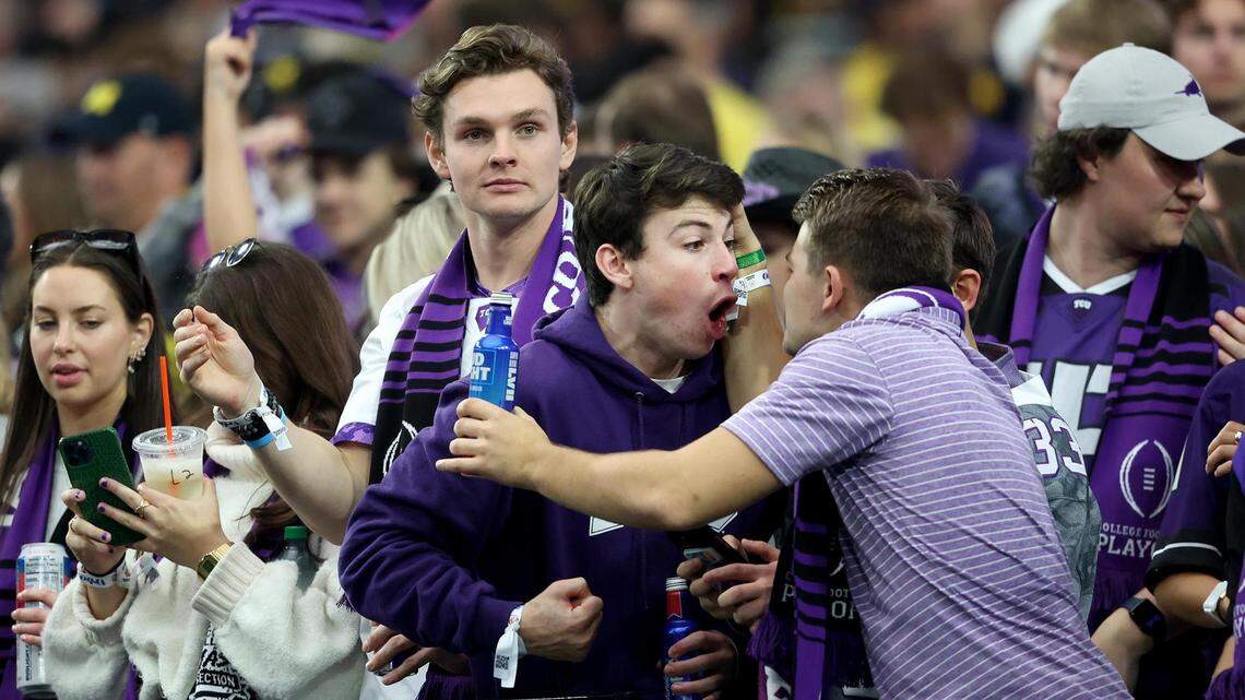 TCU fans get pumped up before kickoff at the Vrbo Fiesta Bowl at State Farm Stadium in Glendale, Ariz., on Saturday, December 31, 2022.