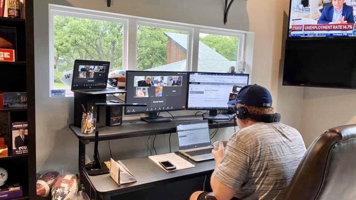 Morning host Brian Estridge does his show from his home studio on WBAP/820 AM/99.5 FM-HD2.