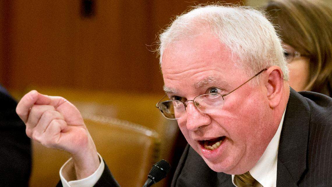 FILE - John Eastman, chairman of the National Organization for Marriage, testifies on Capitol Hill in Washington, on June 4, 2013, before the House Ways and Means Committee hearing of organizations that say they were unfairly targeted by the Internal Revenue Service while seeking tax-exempt status. The State Bar of California says it is investigating Eastman, a lawyer for former President Donald Trump, for possibly breaking legal and ethical rules relating to the 2020 election. John Eastman is the former dean of the Chapman University law school in Southern California. He argued after the November 2020 election that former Vice President Mike Pence could overturn the election and keep Trump in power. Pence refused to do that and Trump left office. But since then, Eastman has been subpoenaed by a House committee investigating the Jan. 6 Capitol insurrection. (AP Photo/Jacquelyn Martin, File)