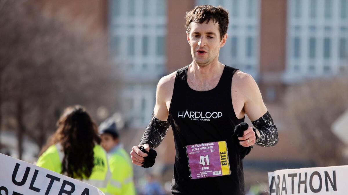 Brent Williams won the 2025 Cowtown Ultra Marathon with a time of 03:19:13 at the Will Rogers Memorial Center in Fort Worth, Texas, Sunday, Feb. 23, 2025.