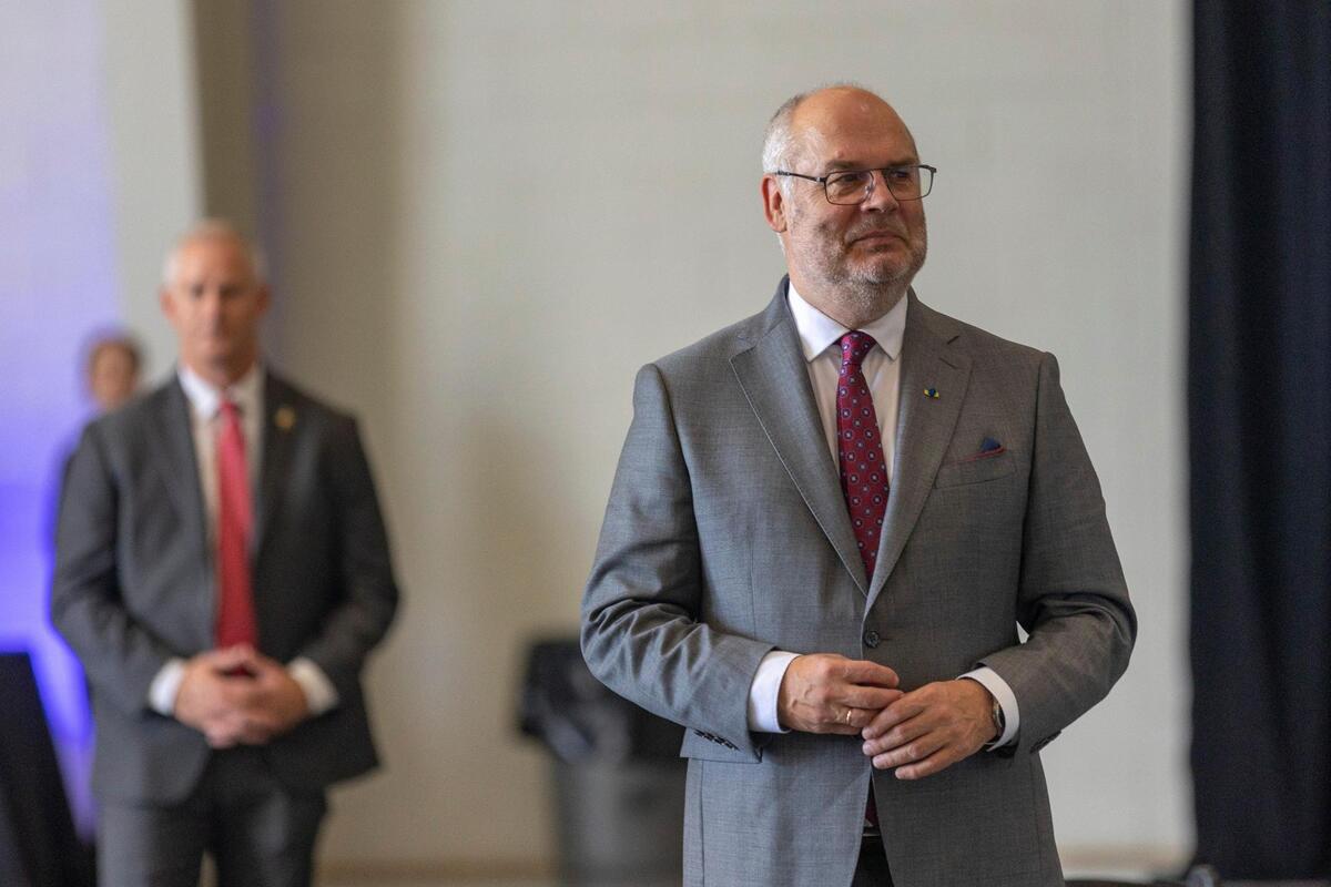 Estonia President Alar Karis visited the Perot Field Fort Worth Alliance Airport on Thursday to welcome the Estonian company Clevon, an autonomous delivery vehicle manufacturer, as it expands into North America.