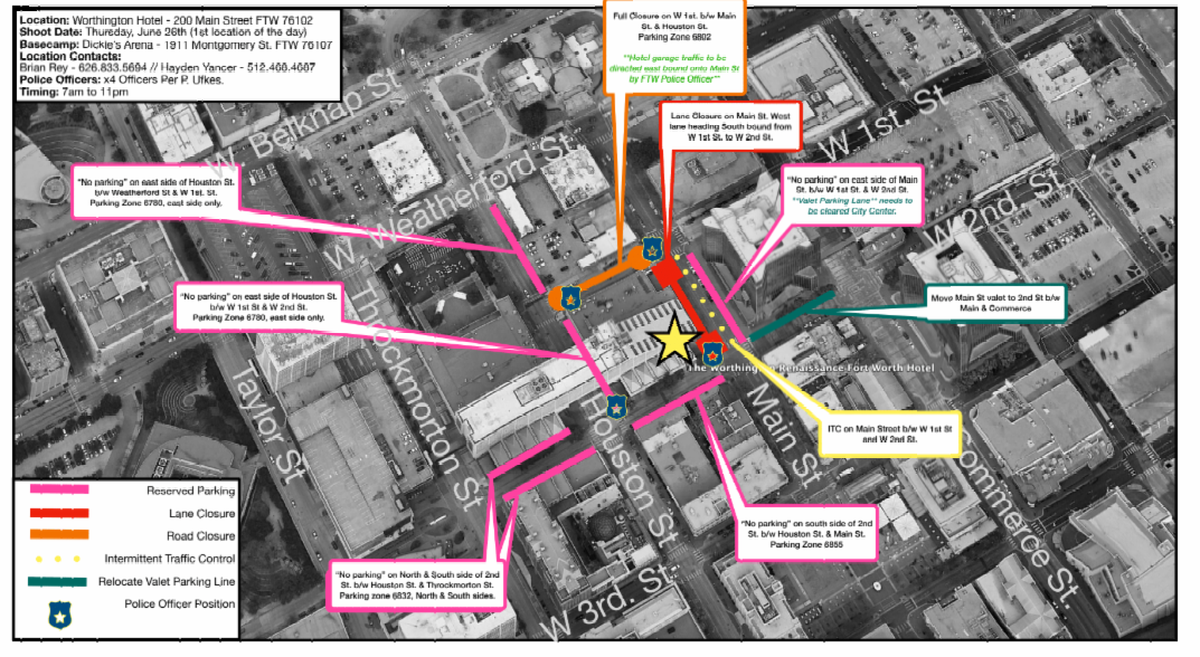Several streets will be closed in downtown Fort Worth this week for filming.