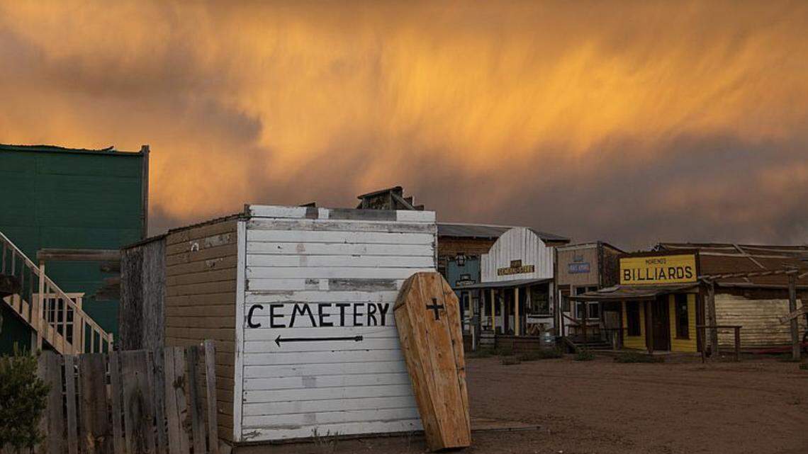 A 58-acre western town movie ranch has listed for $1.6 million in Catron County, New Mexico.